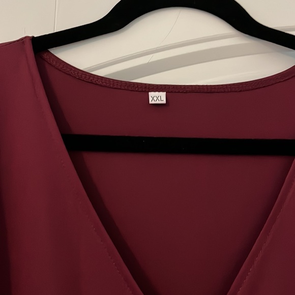 NWOT dark red long sleeve dress lightly Kiss plus size maxi dress (XXL) - Picture 4 of 7